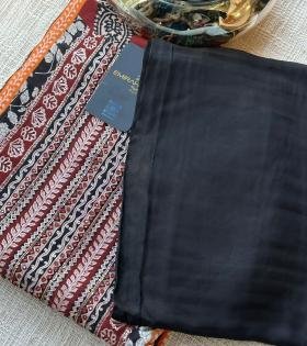 Intricately Printed Crepe Silk Suit - Royal Blue