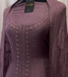 Malai Chanderi Unstitched Suit - Ruby Red