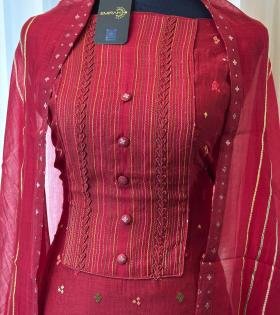 Elaborate Embroidered Mul Chanderi Suit - Gold