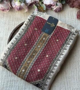 Heritage Embroidered Muslin Silk Suit - Emerald Green