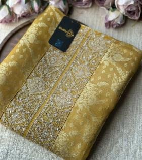 Elegant Woven Banarasi Silk Suit - Emerald Green