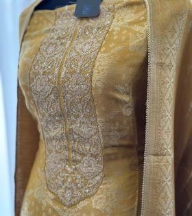 Elegant Woven Banarasi Silk Suit - Emerald Green