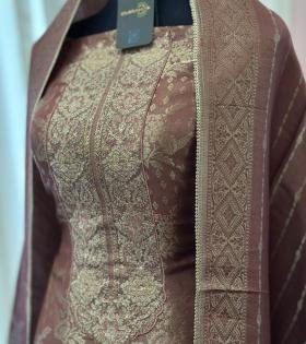 Elegant Woven Banarasi Silk Suit - Emerald Green