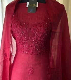 Elegant Mul Chanderi Embroidered Suit - Silver