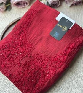 Elegant Mul Chanderi Embroidered Suit - Silver