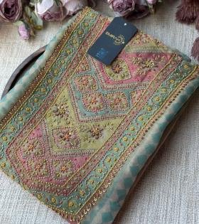 Graceful Tissue Suit with Intricate Detailing - Ruby Red