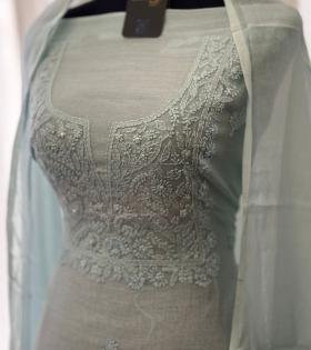  Serene Pastel Mul Chanderi Suit with Elegant Embroidery - Royal Blue