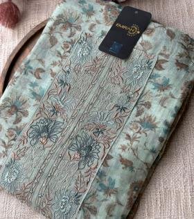 Vintage Bloom Silk Chanderi - Jet Black