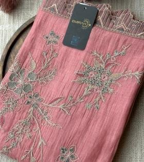 Blush Bloom Mul Chanderi - Emerald Green