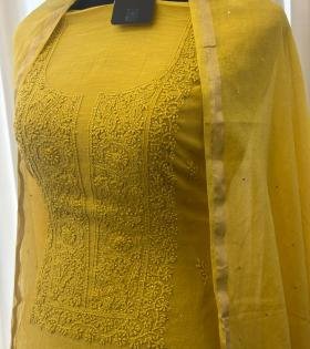 Sunlit Mul Chanderi Grace - Silver