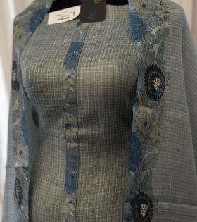  Subtle Bloom Kota Chanderi - Jet Black