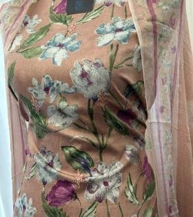 Serene Blue Floral Cotton Suit - Royal Blue