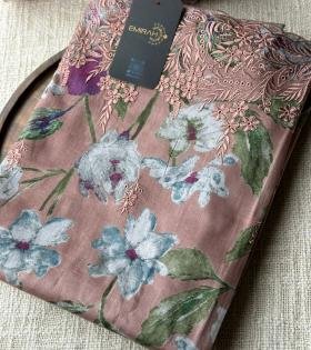 Serene Blue Floral Cotton Suit - Royal Blue