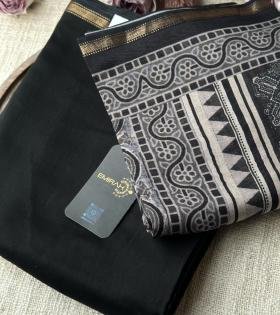  Maheshwari Silk Suit Set - Charcoal Grey