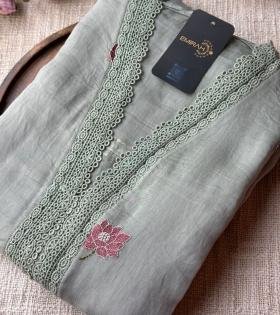 Mul chanderi suit set - Emerald Green