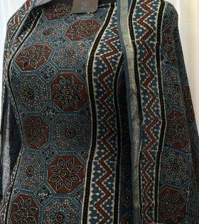 Earthy Elegance, Timeless Ajrakh - Royal Blue