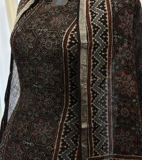 Earthy Elegance, Timeless Ajrakh - Jet Black