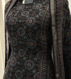 Earthy Elegance, Timeless Ajrakh - Jet Black