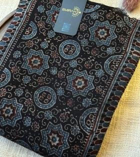 Earthy Elegance, Timeless Ajrakh - Jet Black
