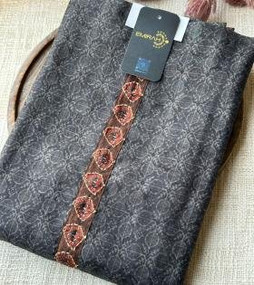 Elegant Kota Chanderi Suit Set - Jet Black