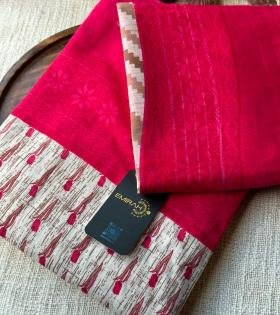Elegant Maheshwari Silk Suit Set - Rose Pink