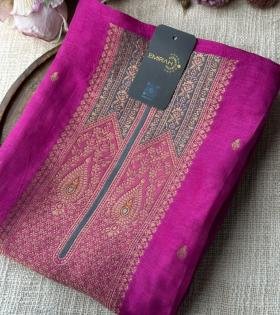 Elegant Chanderi Suit with Jamdani Weaving & Woven Dupatta - Mixed Colors
