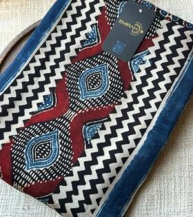 Elegant Modal Silk Suit with Artistic Handblock Prints - Royal Blue