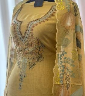 Elegant Mul Chanderi Suit with Floral Embroidery - Mixed Colors