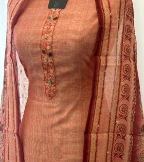 Kota Chanderi Suit Set - Rose Pink