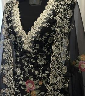 Elegant Net Kota Suit Set - Jet Black