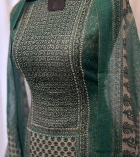 Elegant Tissue Linen Suit Set - Emerald Green