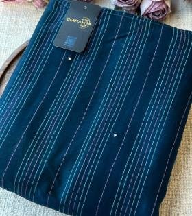 Premium Maheshwari Silk Suit Set - Royal Blue