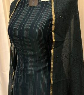 Premium Maheshwari Silk Suit Set - Royal Blue
