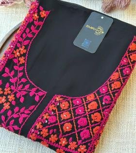 Premium Georgette Embroidered Suit Set - Jet Black
