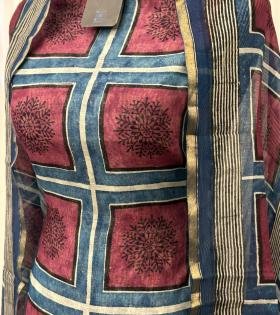Maheshwari Silk Printed Suit - Royal Blue