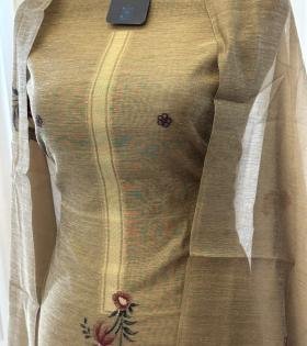 Elegant Chanderi with Jamdani Weaving - Gold