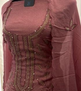 Silk Chanderi Suit - Rose Pink