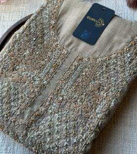 Chanderi with Jamdani Weaving - Gold