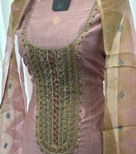 Chanderi with Jamdani Weaving - Mixed Colors