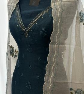 Teal Mul Chanderi Elegance  - Mixed Colors