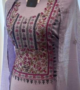 Lavender Mul Chanderi Suit - Mixed Colors