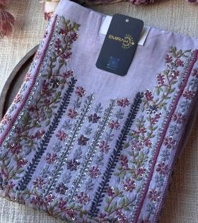 Lavender Mul Chanderi Suit - Mixed Colors