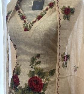 Kota Chanderi Floral Suit  - Mixed Colors