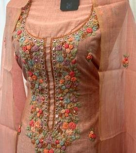 Silk Chanderi Embroidered Suit - Rose Pink
