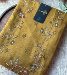 Mustard Floral Embroidered Cotton Suit - Mixed Colors