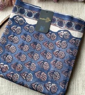 Blue Floral Printed Chanderi Silk Suit - Mixed Colors