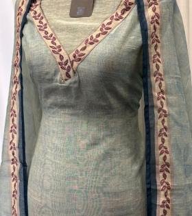 Elegant Sage Green Kota Chanderi Suit - Mixed Colors