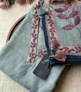 Elegant Sage Green Kota Chanderi Suit - Mixed Colors