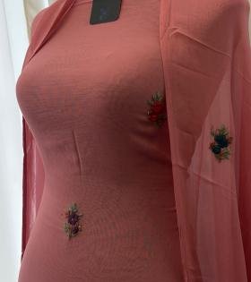 Handcrafted Georgette Suit  - Rose Pink