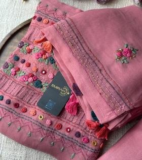 Handcrafted Georgette Suit  - Rose Pink